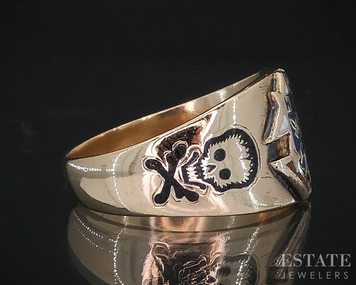 Antique 10k Yellow Gold Ostby Barton Knights of Columbus Mens Band 5.2g i19036b