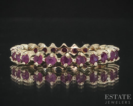 14k Yellow Gold Natural Ruby Ladies Eternity Band Ring 2.6g i19035b