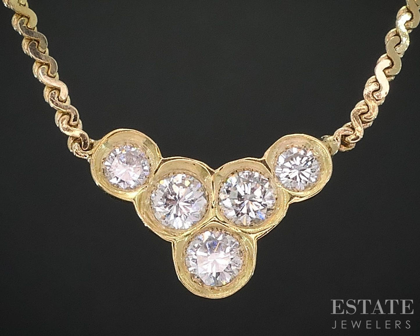 14k Yellow Gold Natural .40ctw Diamond Ladies V Necklace 4.5g 16"L i19014b