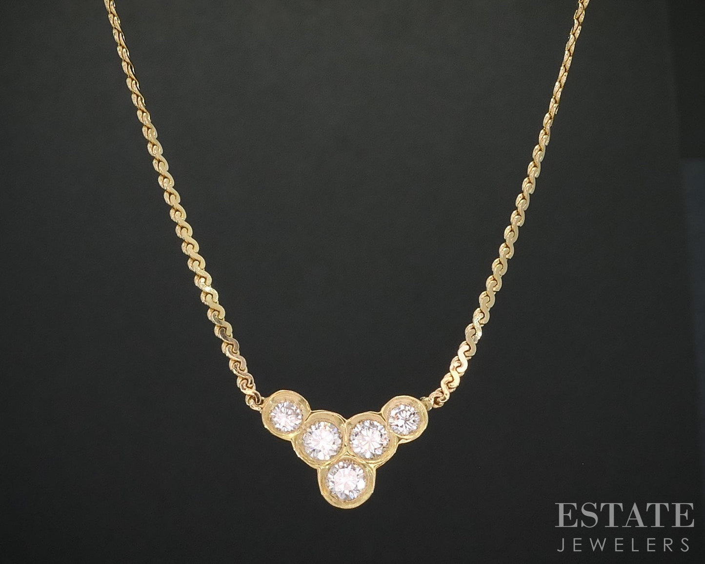 14k Yellow Gold Natural .40ctw Diamond Ladies V Necklace 4.5g 16"L i19014b