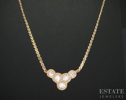 14k Yellow Gold Natural .40ctw Diamond Ladies V Necklace 4.5g 16"L i19014b