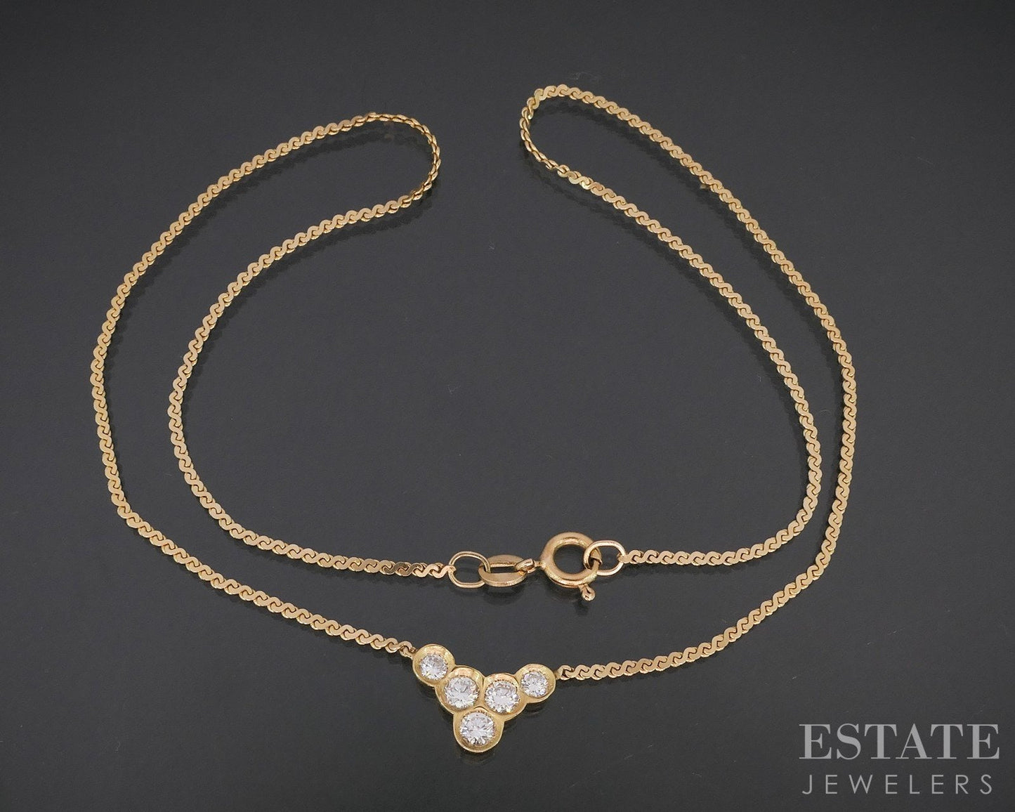 14k Yellow Gold Natural .40ctw Diamond Ladies V Necklace 4.5g 16"L i19014b