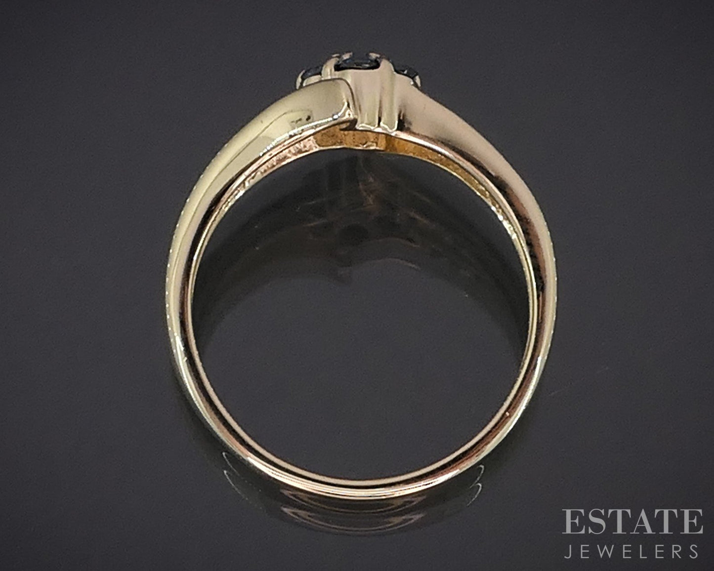 14k Yellow Gold Natural .25ctw Blue Diamond Cluster Bypass Ring 2.4g i19015b