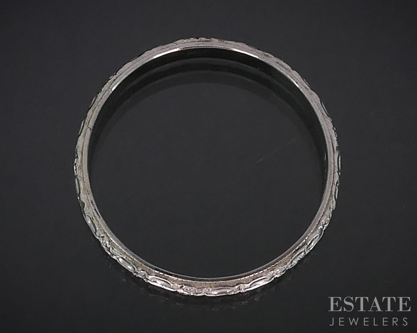 Antique 18k White Gold 2.4mm Engraved Ladies Wedding Band 1.5g i19016b