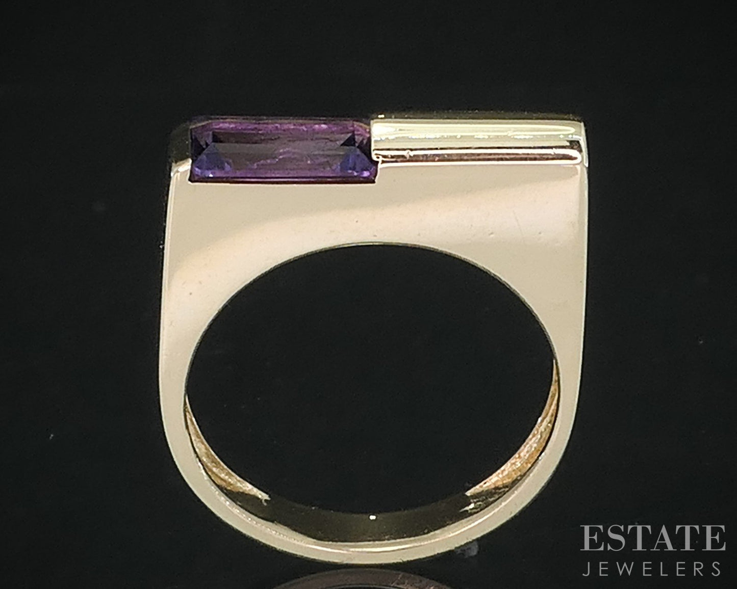 14k Yellow Gold Natural Amethyst Ladies Band Ring 3.6g i19017b