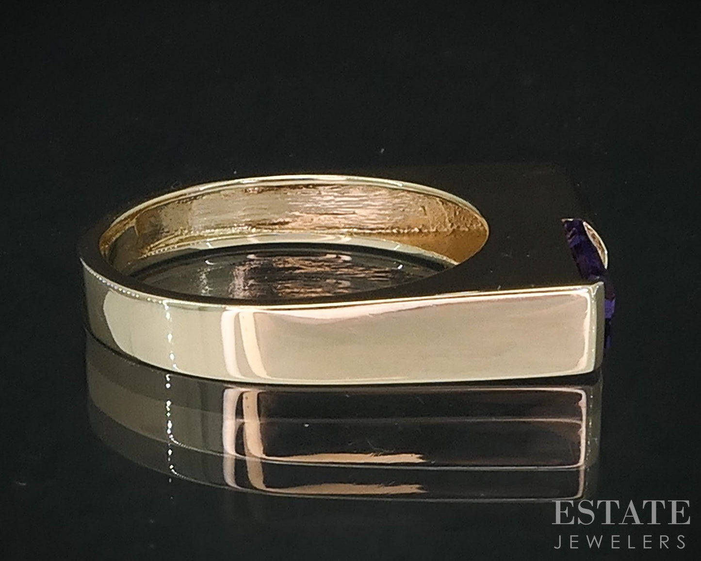 14k Yellow Gold Natural Amethyst Ladies Band Ring 3.6g i19017b