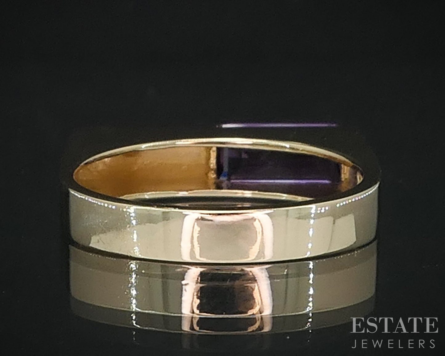 14k Yellow Gold Natural Amethyst Ladies Band Ring 3.6g i19017b