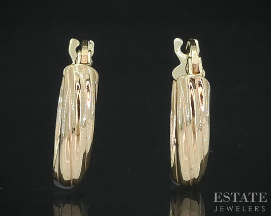 14k Yellow Gold Twisted Oval Hoop Ladies Earrings 1.2g i19029b
