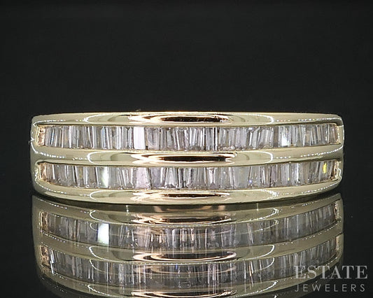 14k Yellow Gold Natural .25ctw Diamond Ladies Two Row Band Ring 4.2g i19019b