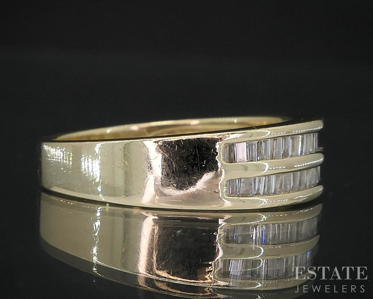 14k Yellow Gold Natural .25ctw Diamond Ladies Two Row Band Ring 4.2g i19019b