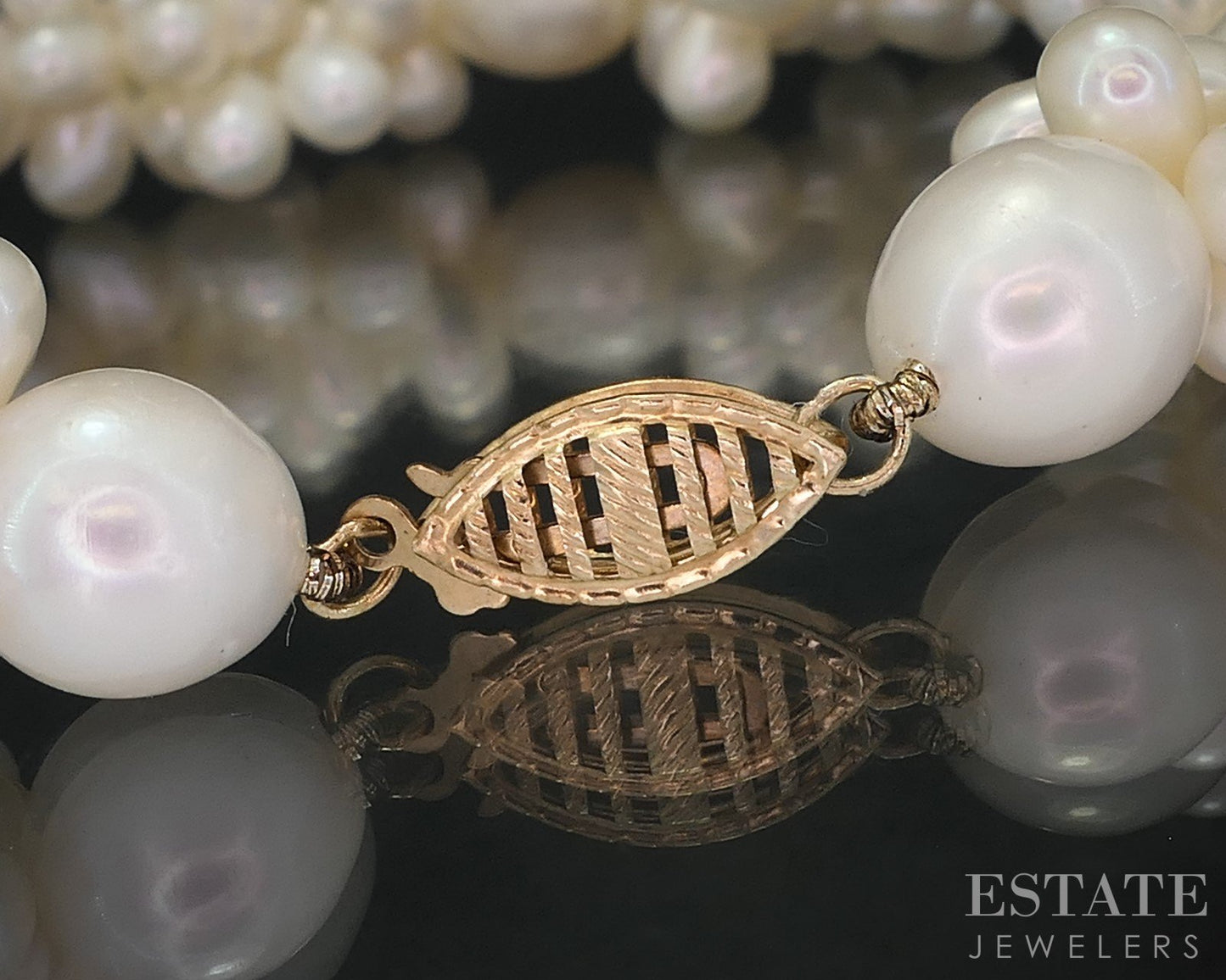 14k Yellow Gold Freshwater Pearl Cluster Ladies Bracelet 8"L i19020b