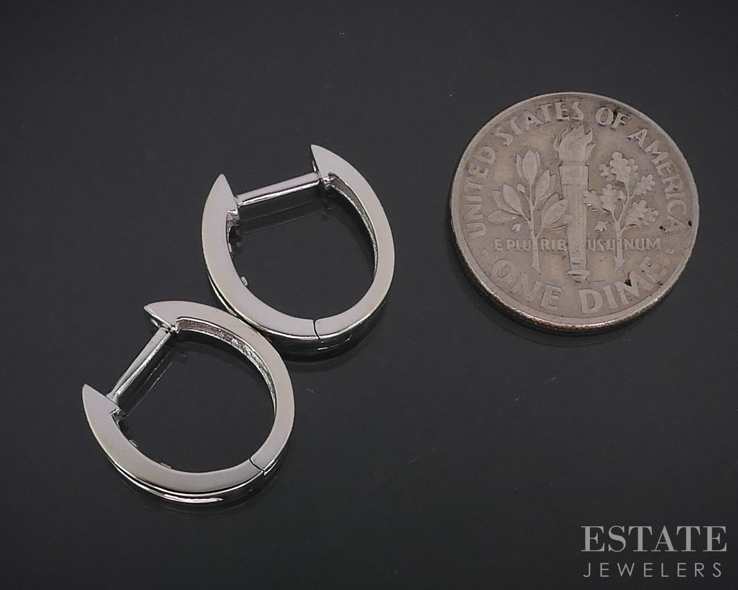 10k White Gold Round Natural .15ctw Diamond Hinged Hoop Earrings 2.6g i19025b