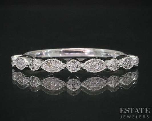 14k White Gold Natural .10ctw Diamond Ladies Wedding Band 2.2g i19030b