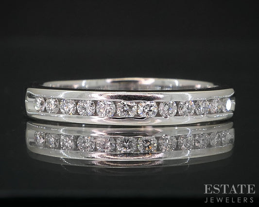 14k White Gold Natural .30ctw Diamond Ladies Wedding Band 3.2g i19031b