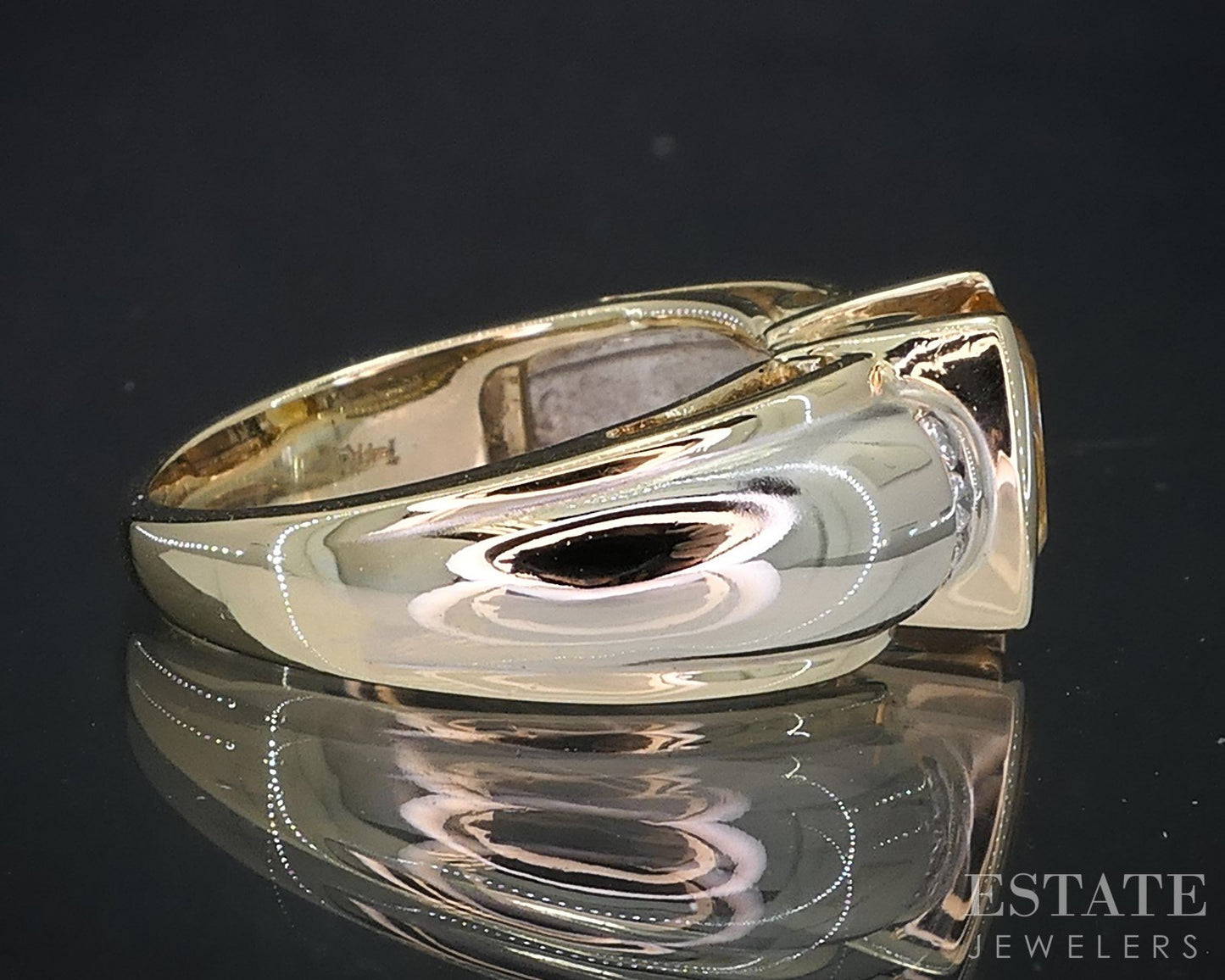14k Yellow Gold Cushion Natural Citrine & Diamond Ladies Ring 6.5g i19092