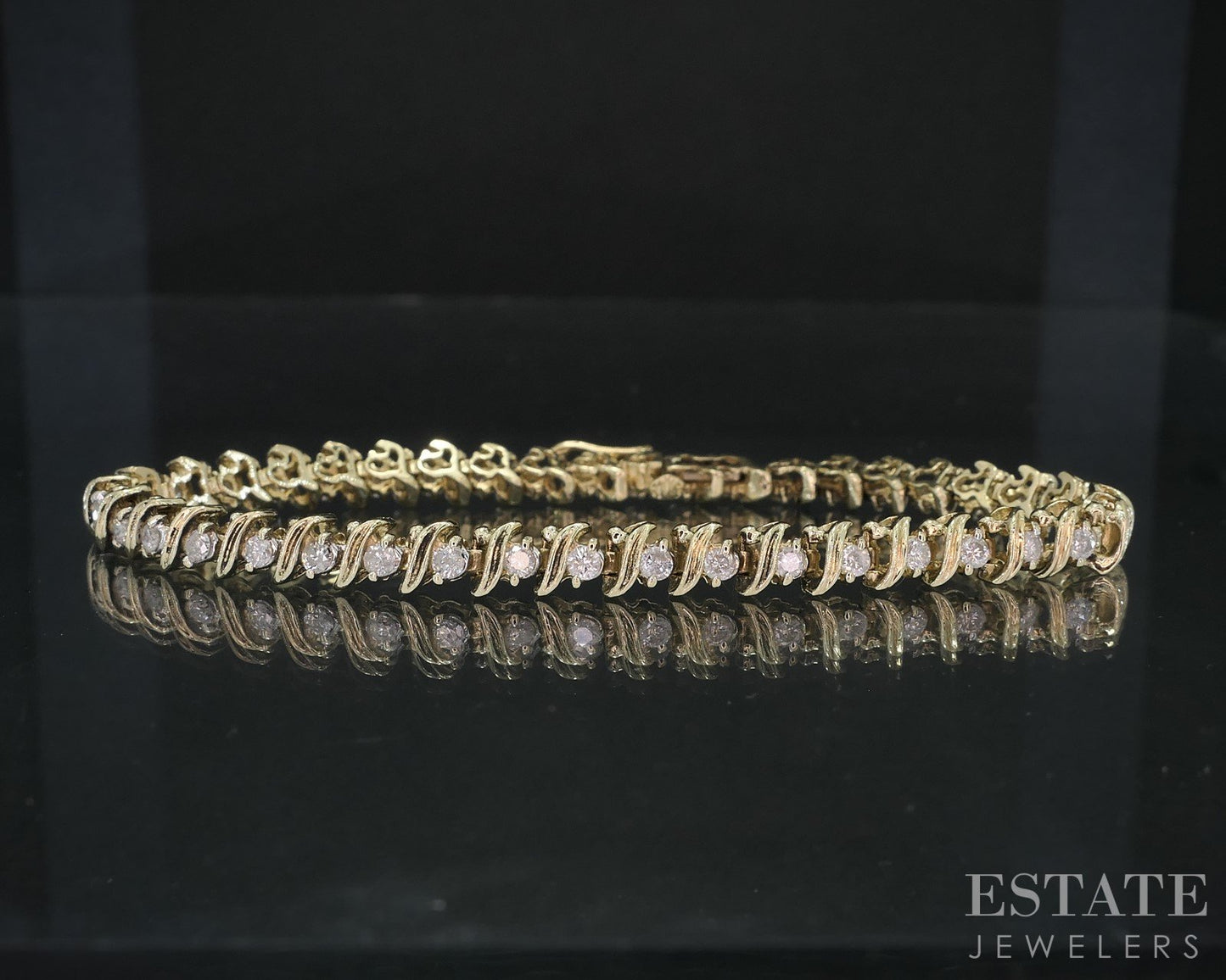 14k Yellow Gold Natural 1.50ctw Diamond Tennis Bracelet 11.9g 7.25"L i19091