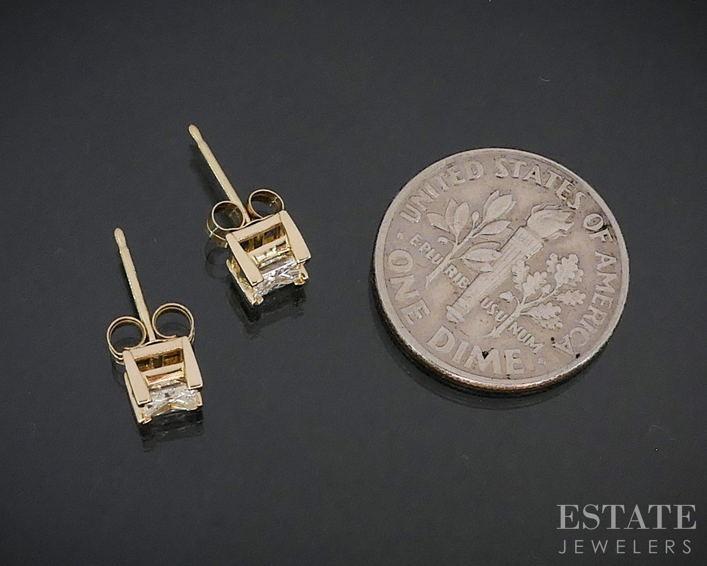 14k Yellow Gold Princess Natural .46ctw Diamond Stud Earrings i19071