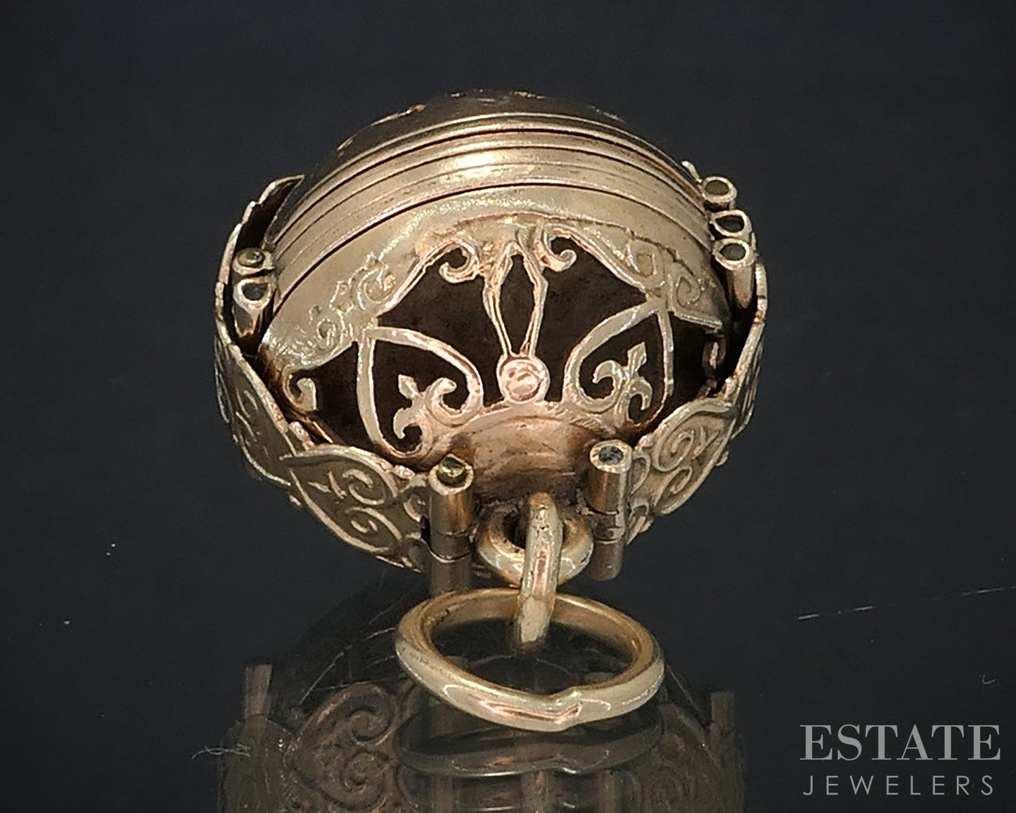 Vintage 14k Yellow Gold Folding Sphere Expandable Locket Pendant 15.1g i19094