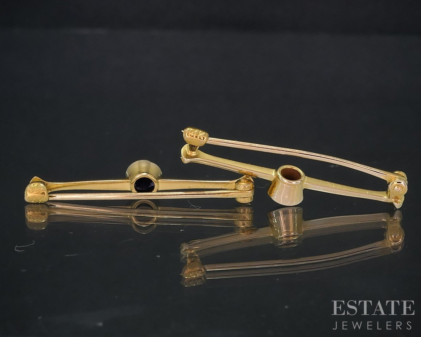 Antique Victorian 14k Yellow Gold Amethyst Lingerie Bar Pin Brooch 2.8g i19093