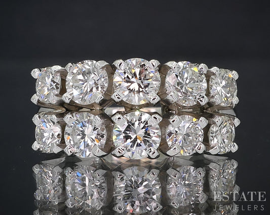 Vintage 14k White Gold Natural 1.50ctw Diamond Two Row Ladies Band 7.2g i19079
