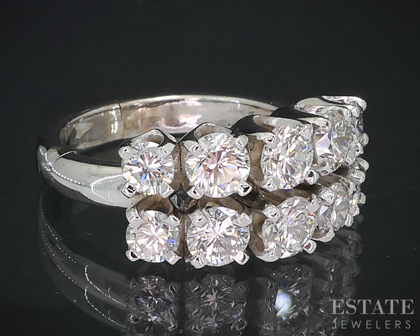 Vintage 14k White Gold Natural 1.50ctw Diamond Two Row Ladies Band 7.2g p80623