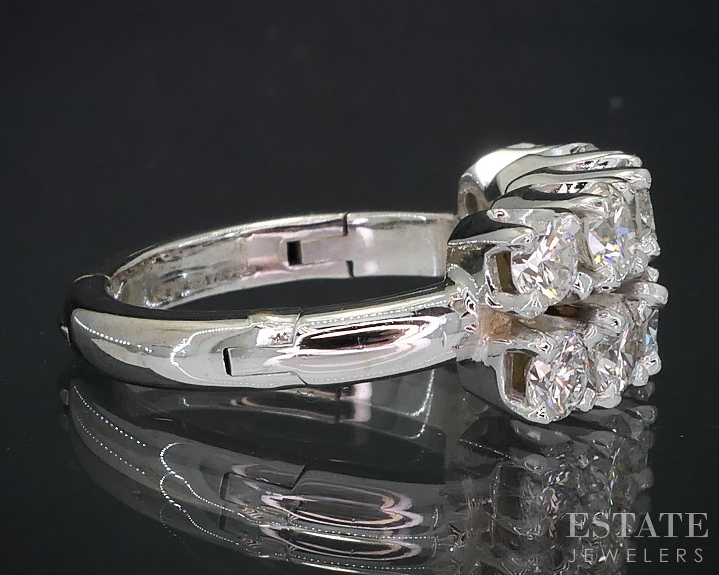 Vintage 14k White Gold Natural 1.50ctw Diamond Two Row Ladies Band 7.2g p80623