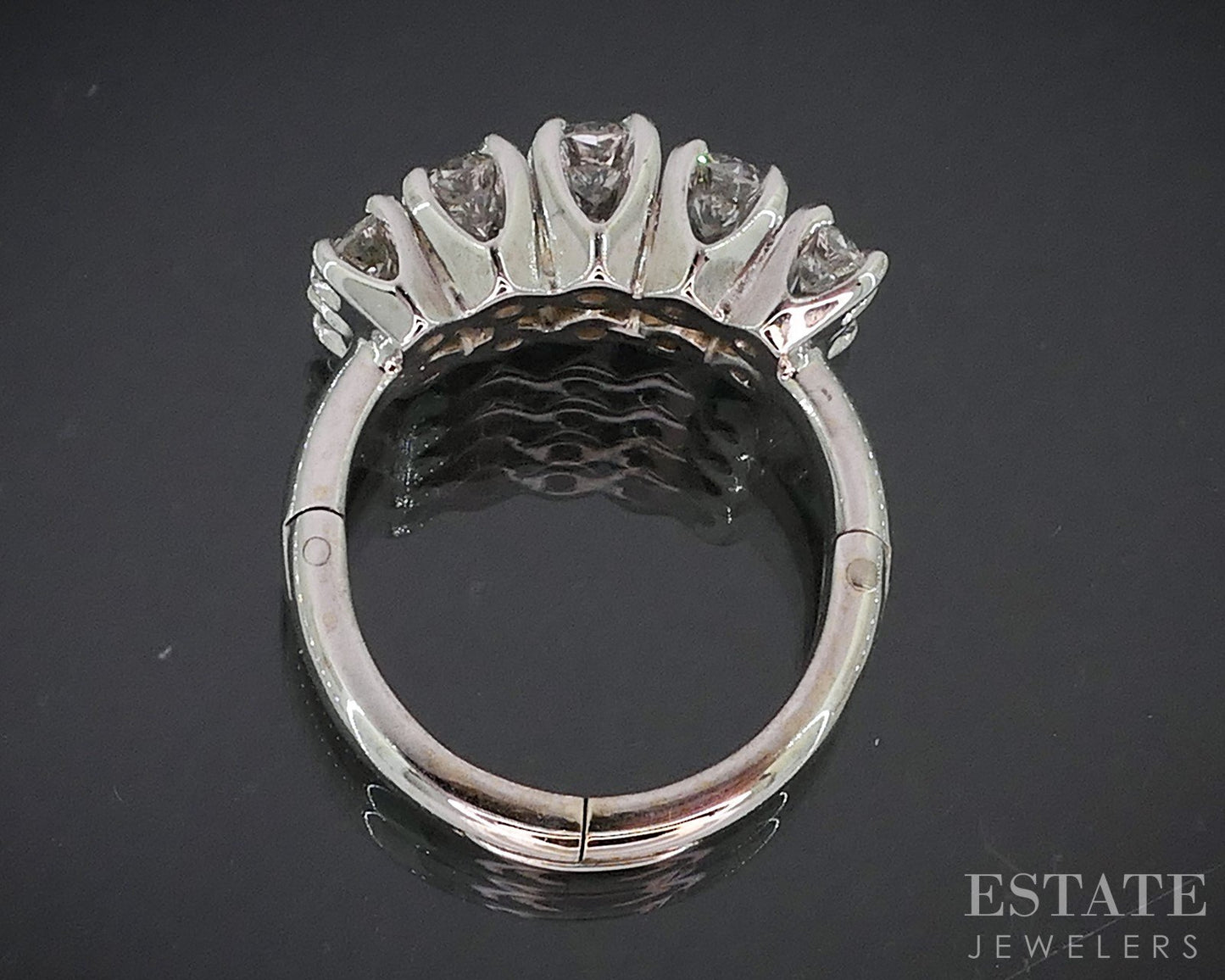 Vintage 14k White Gold Natural 1.50ctw Diamond Two Row Ladies Band 7.2g p80623