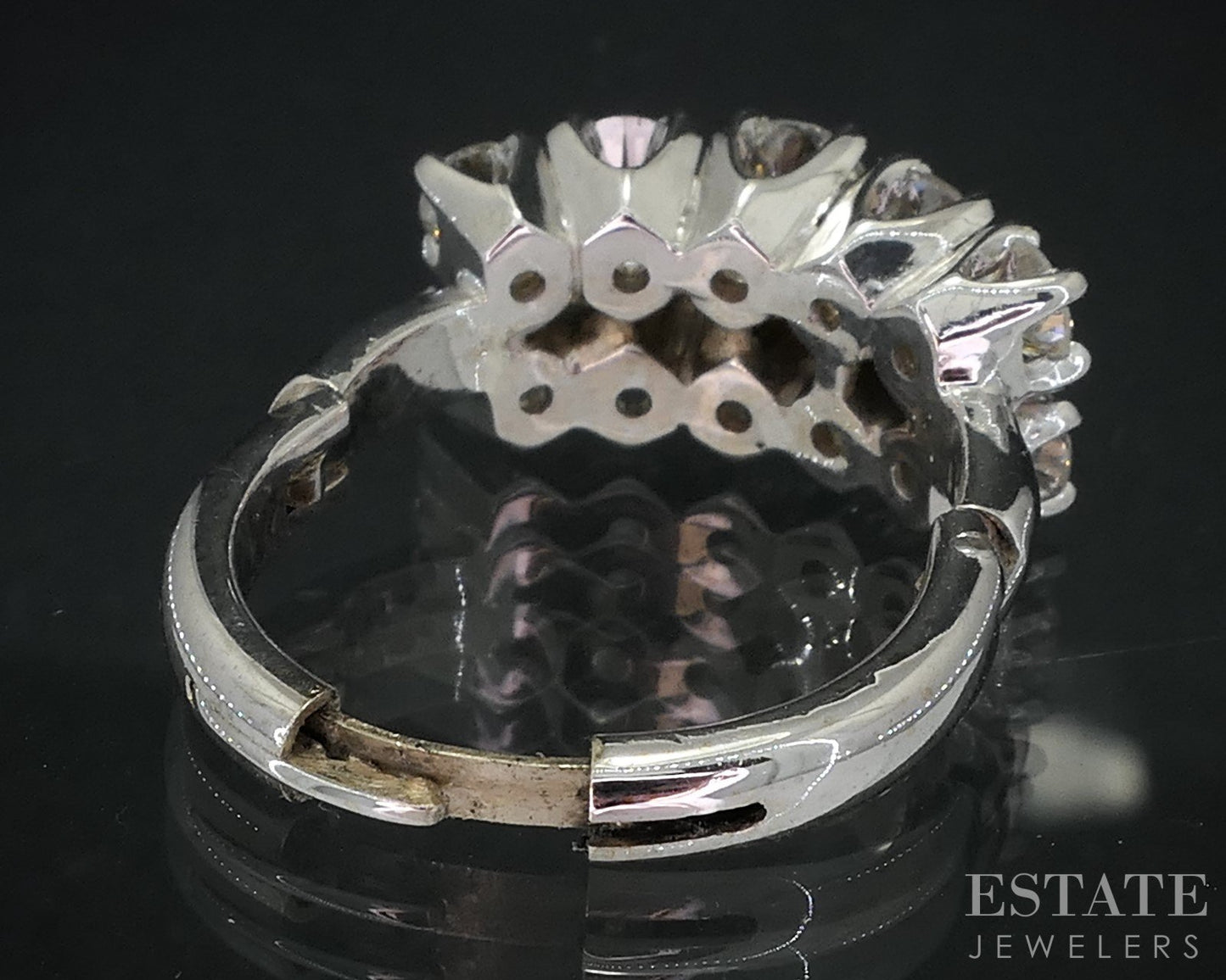 Vintage 14k White Gold Natural 1.50ctw Diamond Two Row Ladies Band 7.2g p80623
