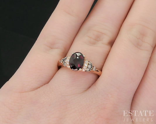 14k Strawberry Gold LeVian Natural Rhdolite Garnet & Diamond Ring 3.4g i19090