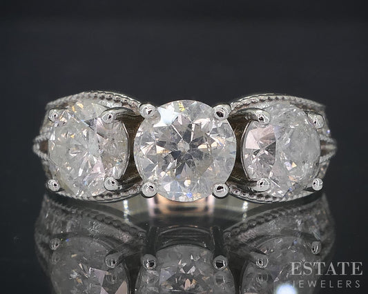 14k White Gold Round Natural 2.32ctw Diamond Engagement Ring 5.6g i19084