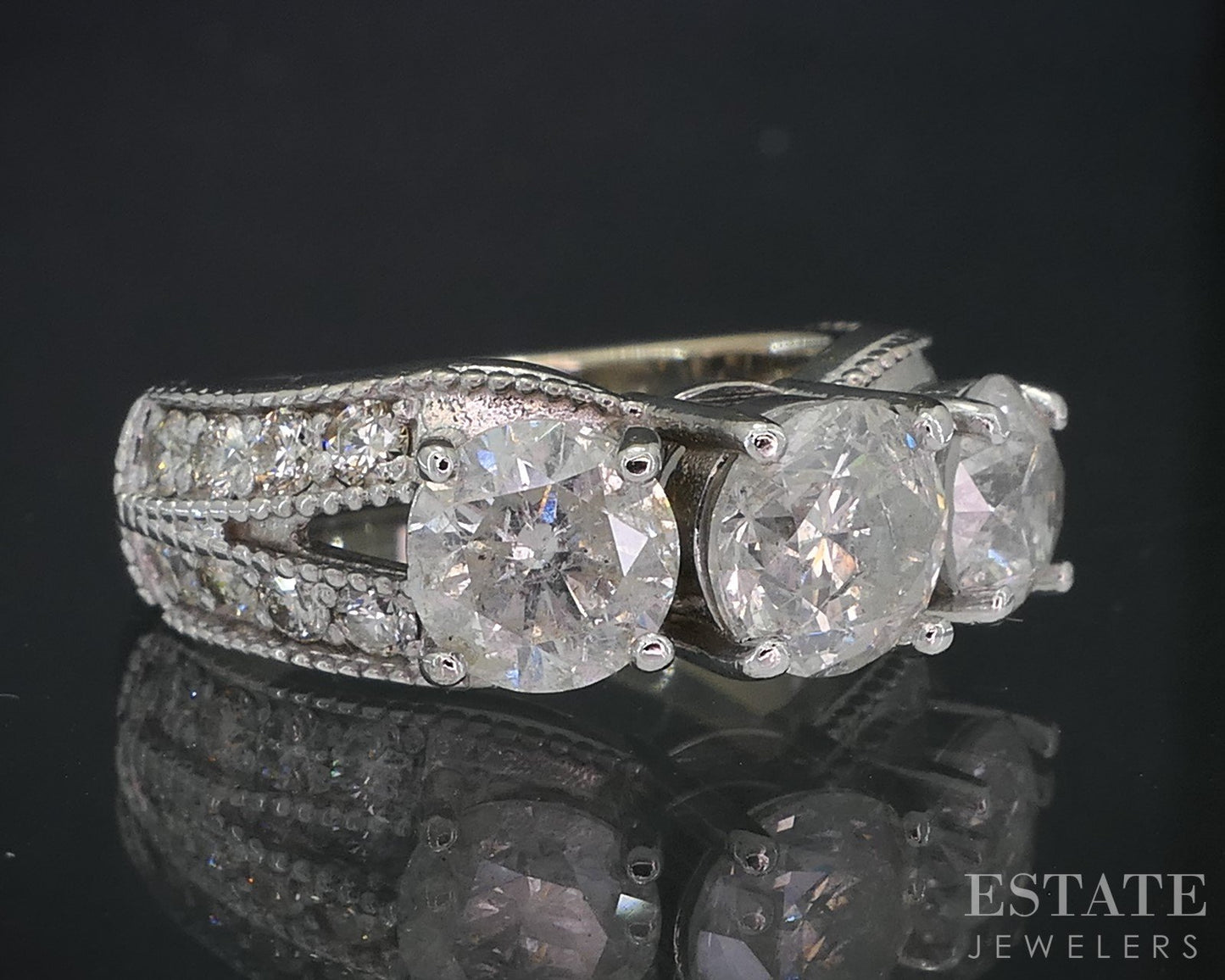 14k White Gold Round Natural 2.32ctw Diamond Engagement Ring 5.6g i19084