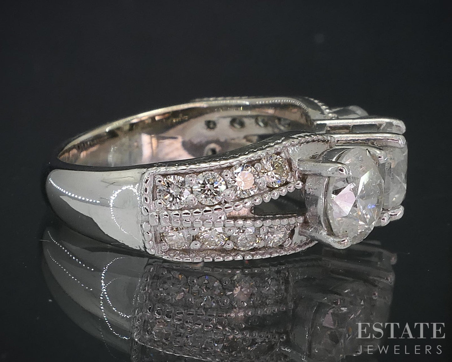 14k White Gold Round Natural 2.32ctw Diamond Engagement Ring 5.6g i19084