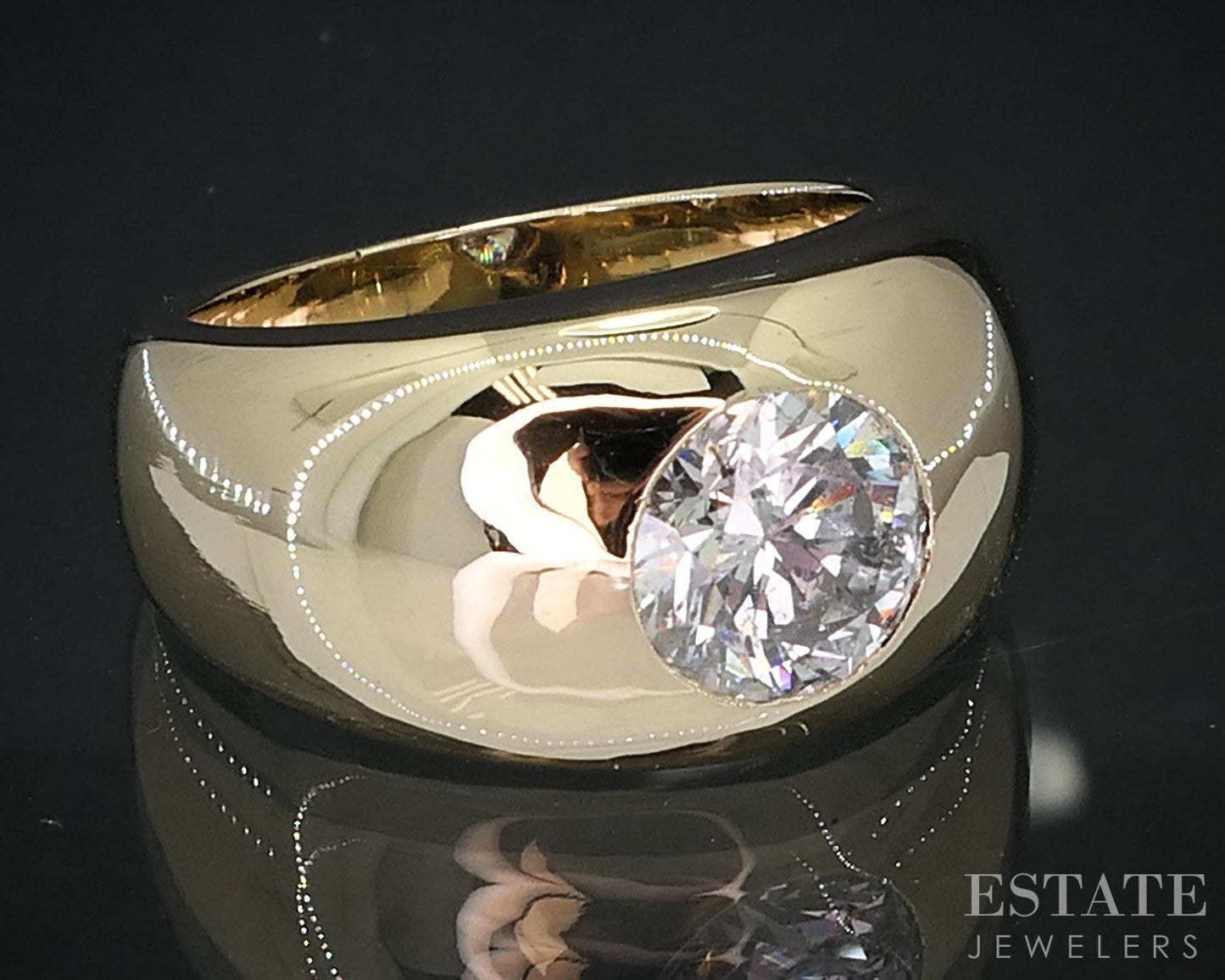 14k Yellow Gold Old European Cut 1.80ct Diamond Solitaire Band Ring 19g i19086