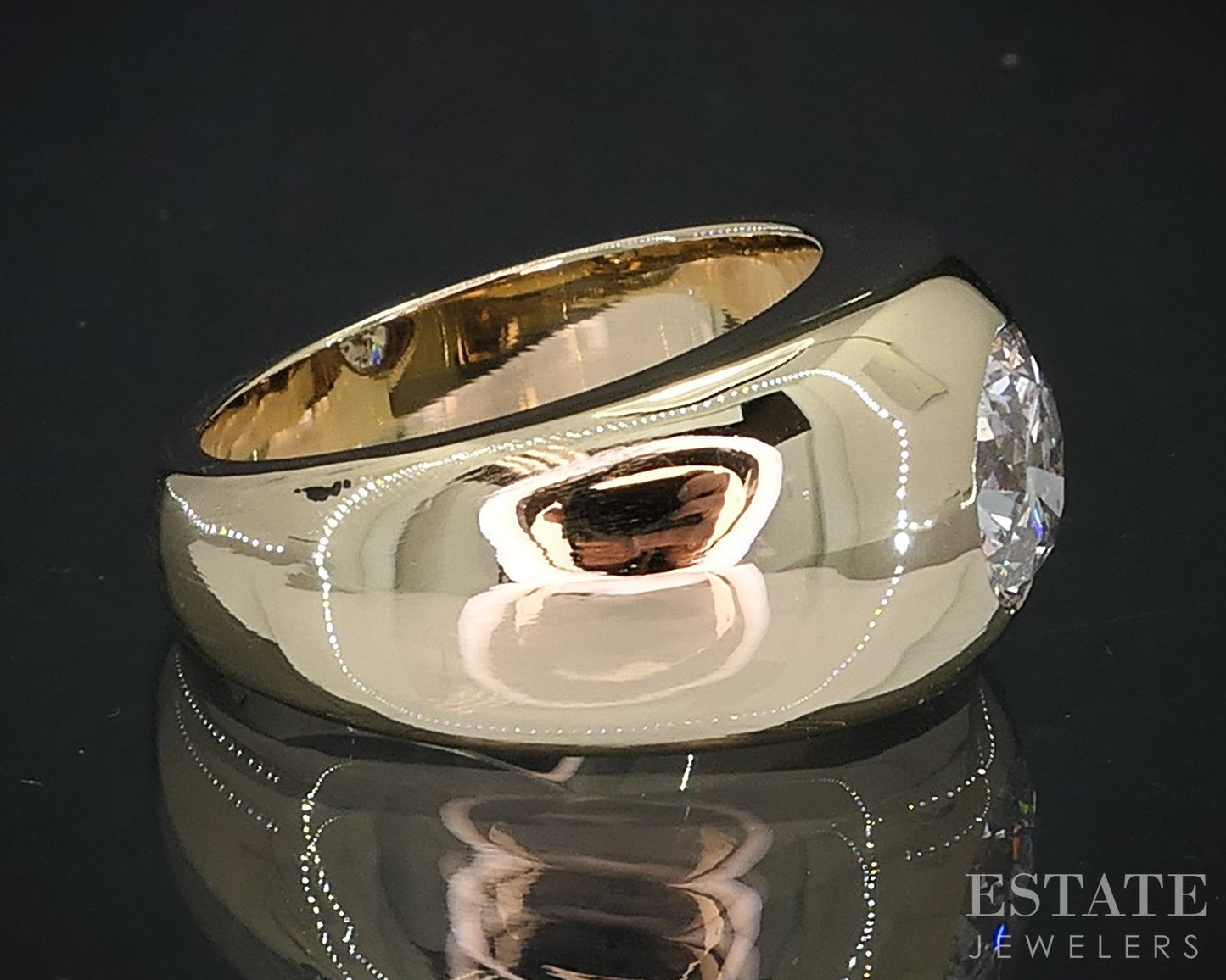 14k Yellow Gold Old European Cut 1.80ct Diamond Solitaire Band Ring 19g i19086