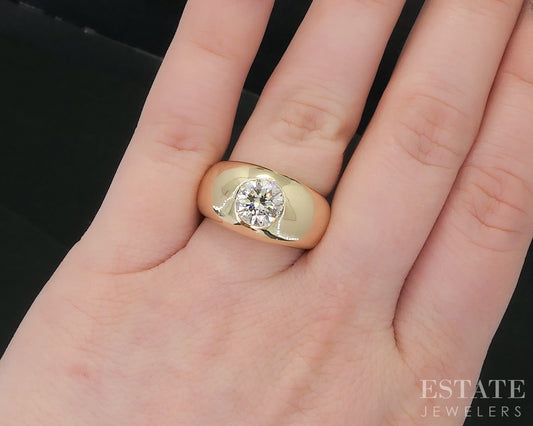 14k Yellow Gold Old European Cut 1.80ct Diamond Solitaire Band Ring 19g i19086