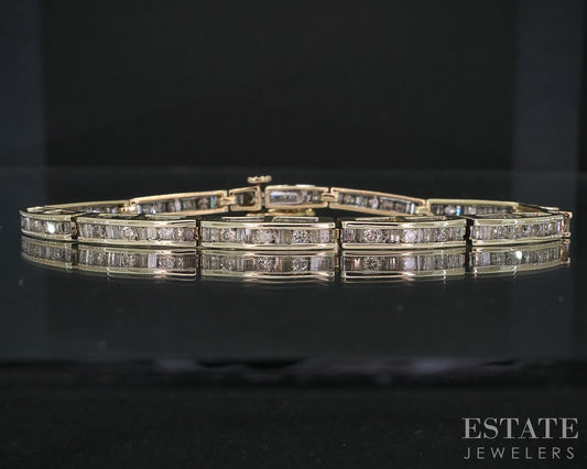 10k Yellow Gold Natural 1.88ctw Diamond Line Tennis Bracelet 10.2g 7"L i19078