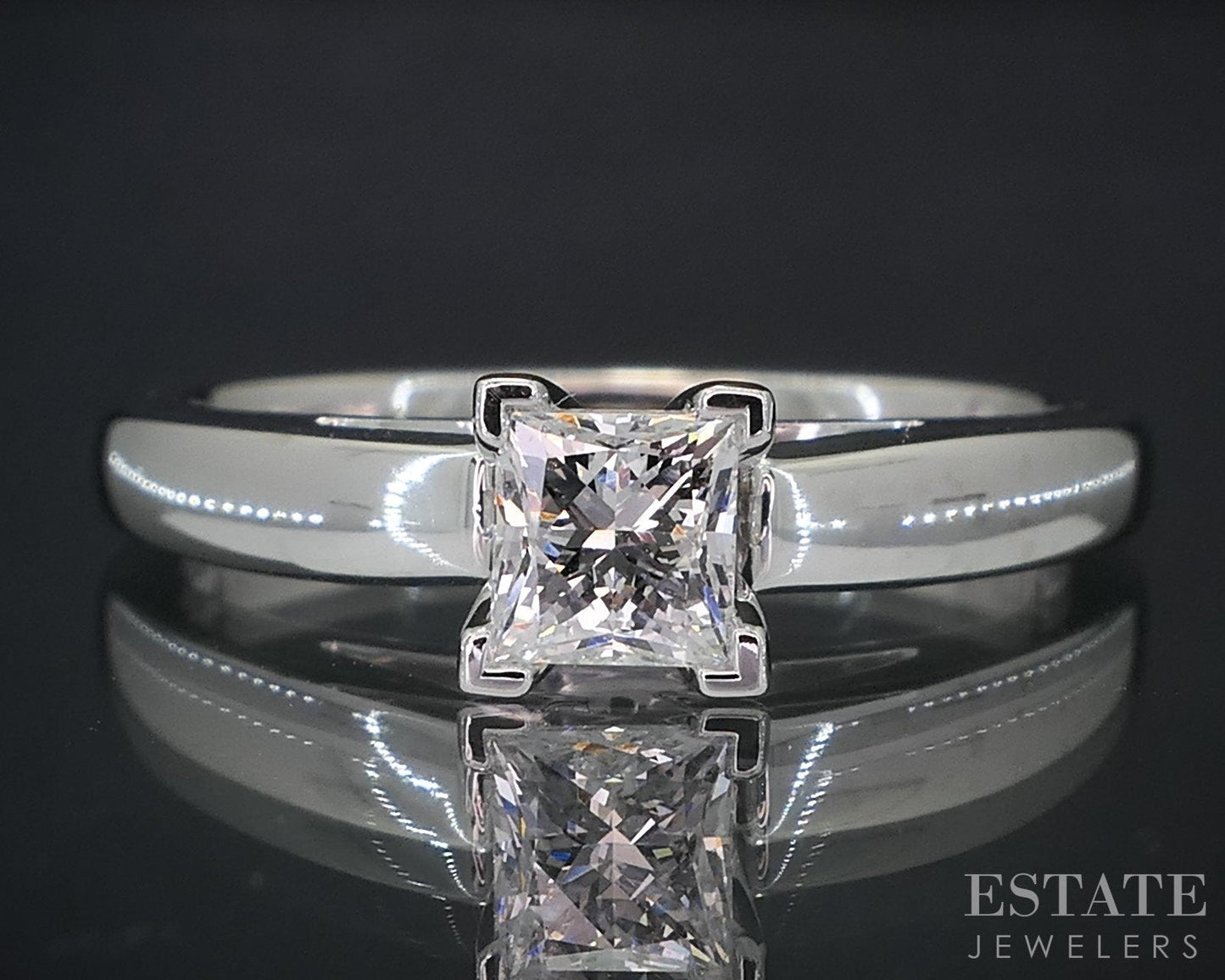 14k & Platinum Princess LEO GSI Natural .47ct Diamond Solitaire Ring 4.4g i19080