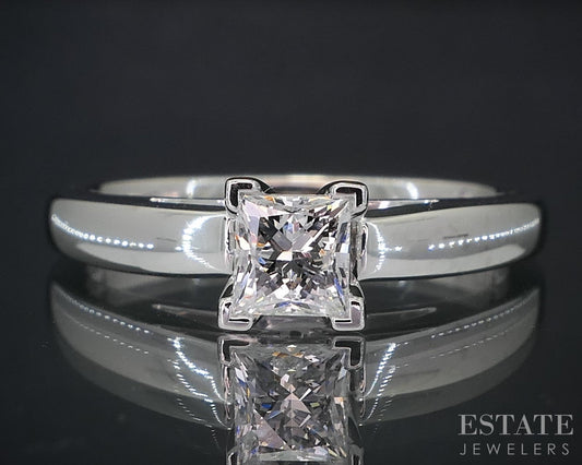 14k & Platinum Princess LEO GSI Natural .47ct Diamond Solitaire Ring 4.4g i19080
