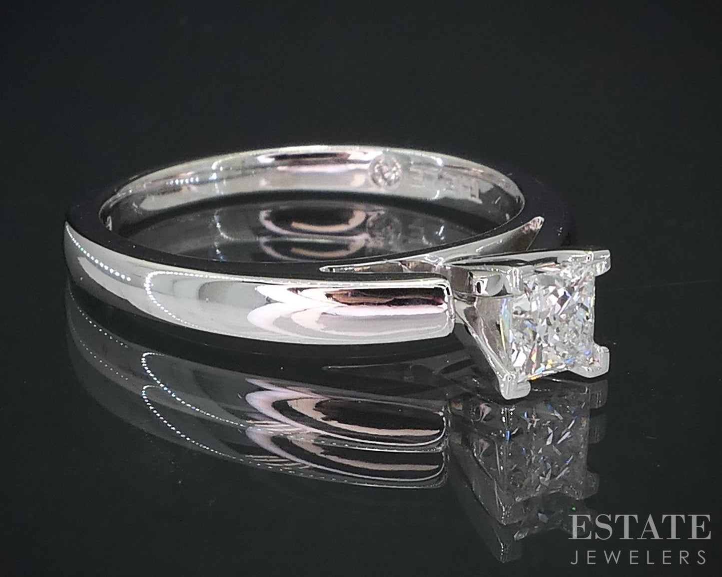 14k & Platinum Princess LEO GSI Natural .47ct Diamond Solitaire Ring 4.4g i19080