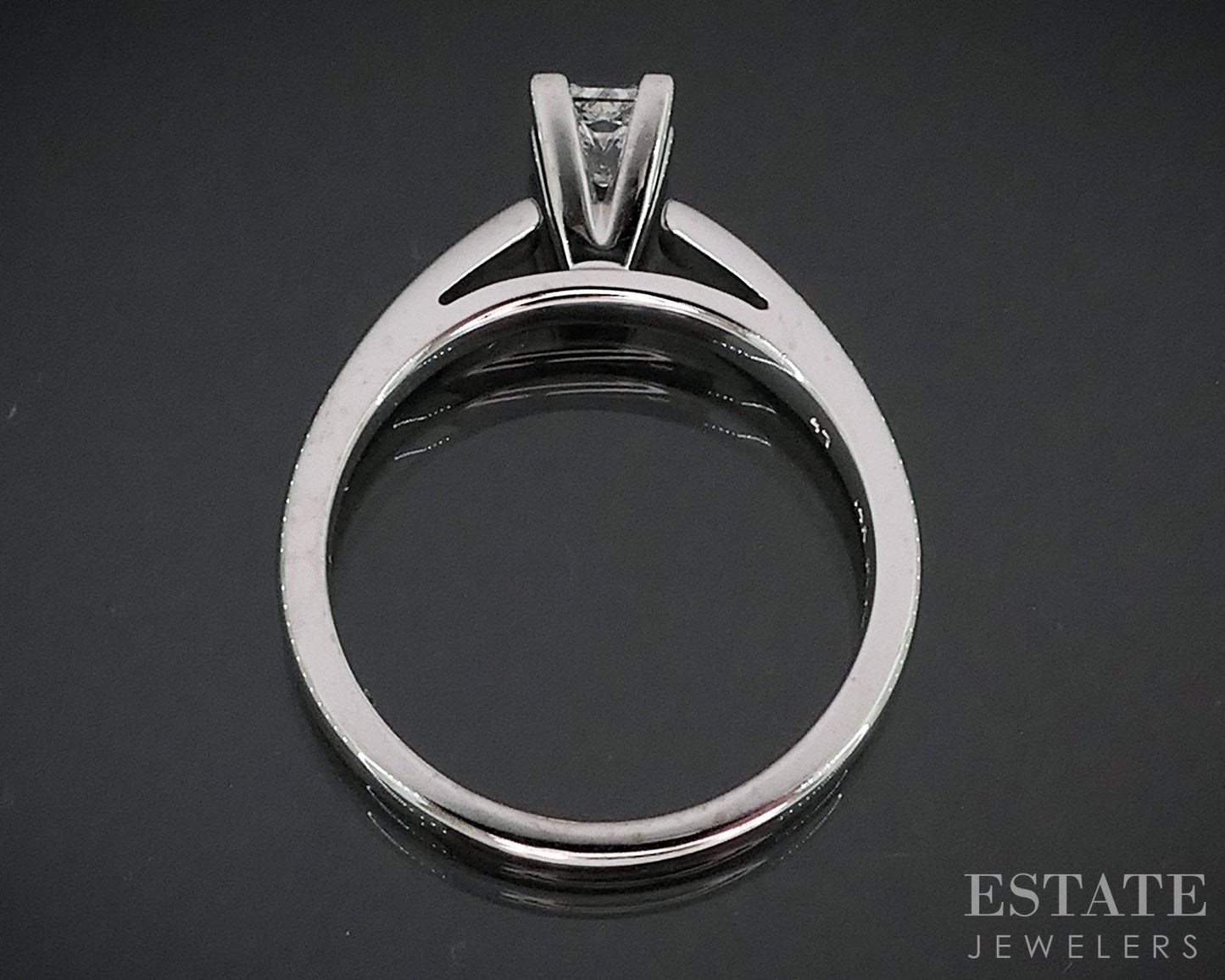 14k & Platinum Princess LEO GSI Natural .47ct Diamond Solitaire Ring 4.4g i19080