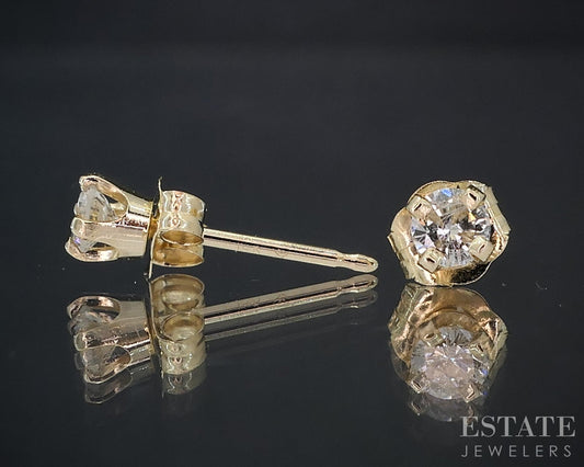 14k Yellow Gold Round Natural .14ctw Diamond Stud Earrings i19083