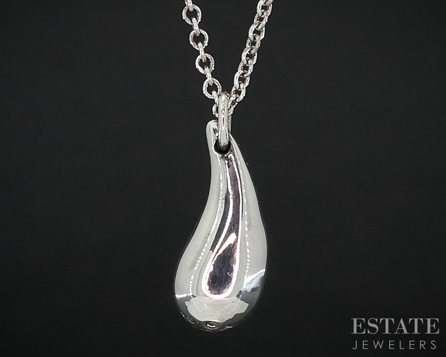 Sterling Silver Tiffany & Co. Elsa Peretti Teardrop Necklace 2.9g 16"L i19082