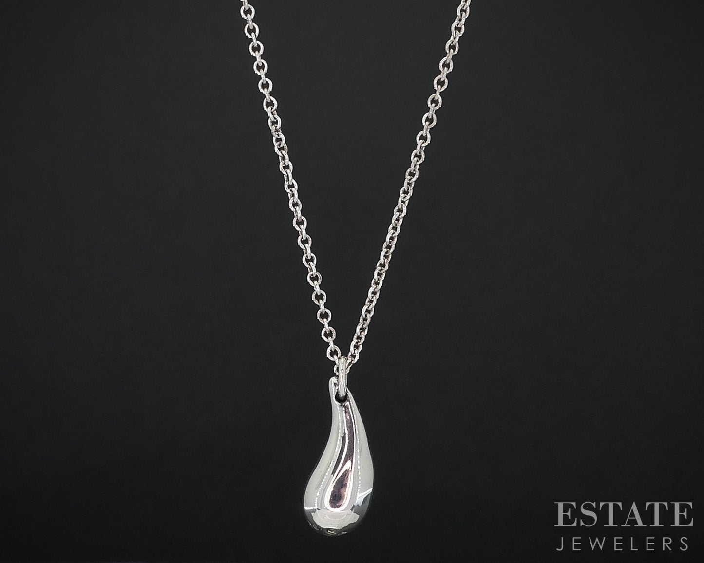 Sterling Silver Tiffany & Co. Elsa Peretti Teardrop Necklace 2.9g 16"L i19082