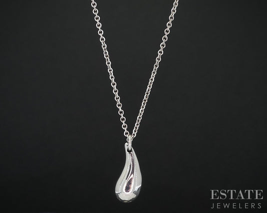 Sterling Silver Tiffany & Co. Elsa Peretti Teardrop Necklace 2.9g 16"L i19082