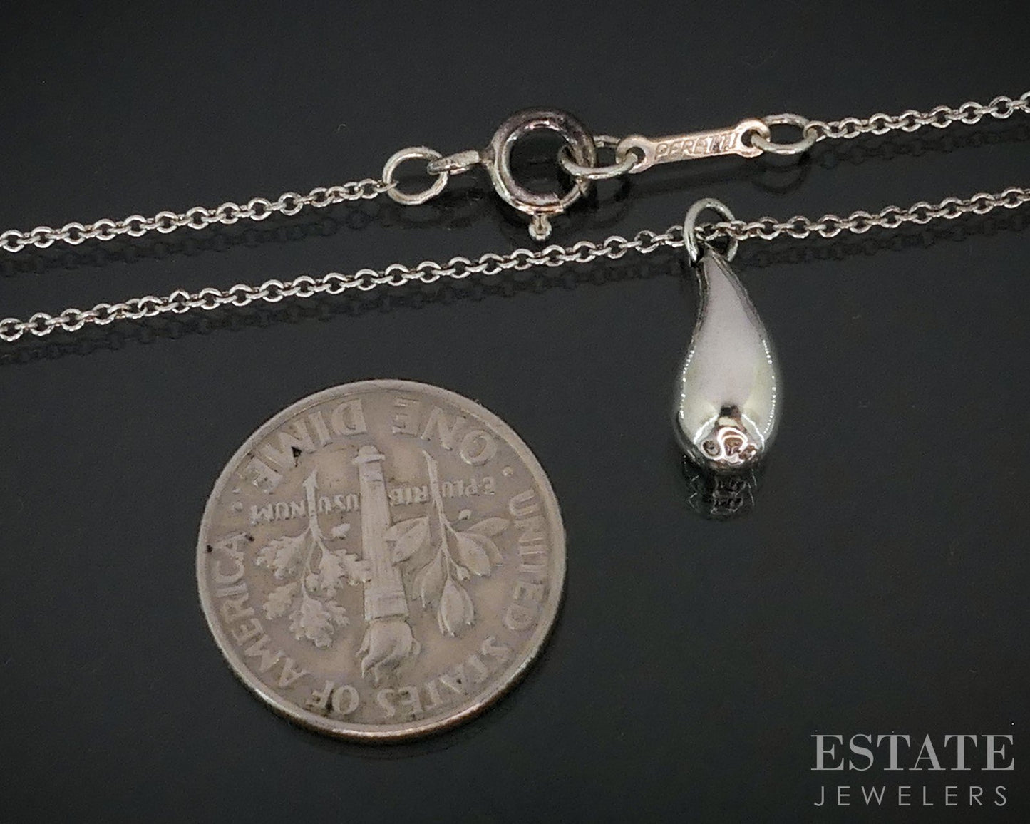Sterling Silver Tiffany & Co. Elsa Peretti Teardrop Necklace 2.9g 16"L i19082