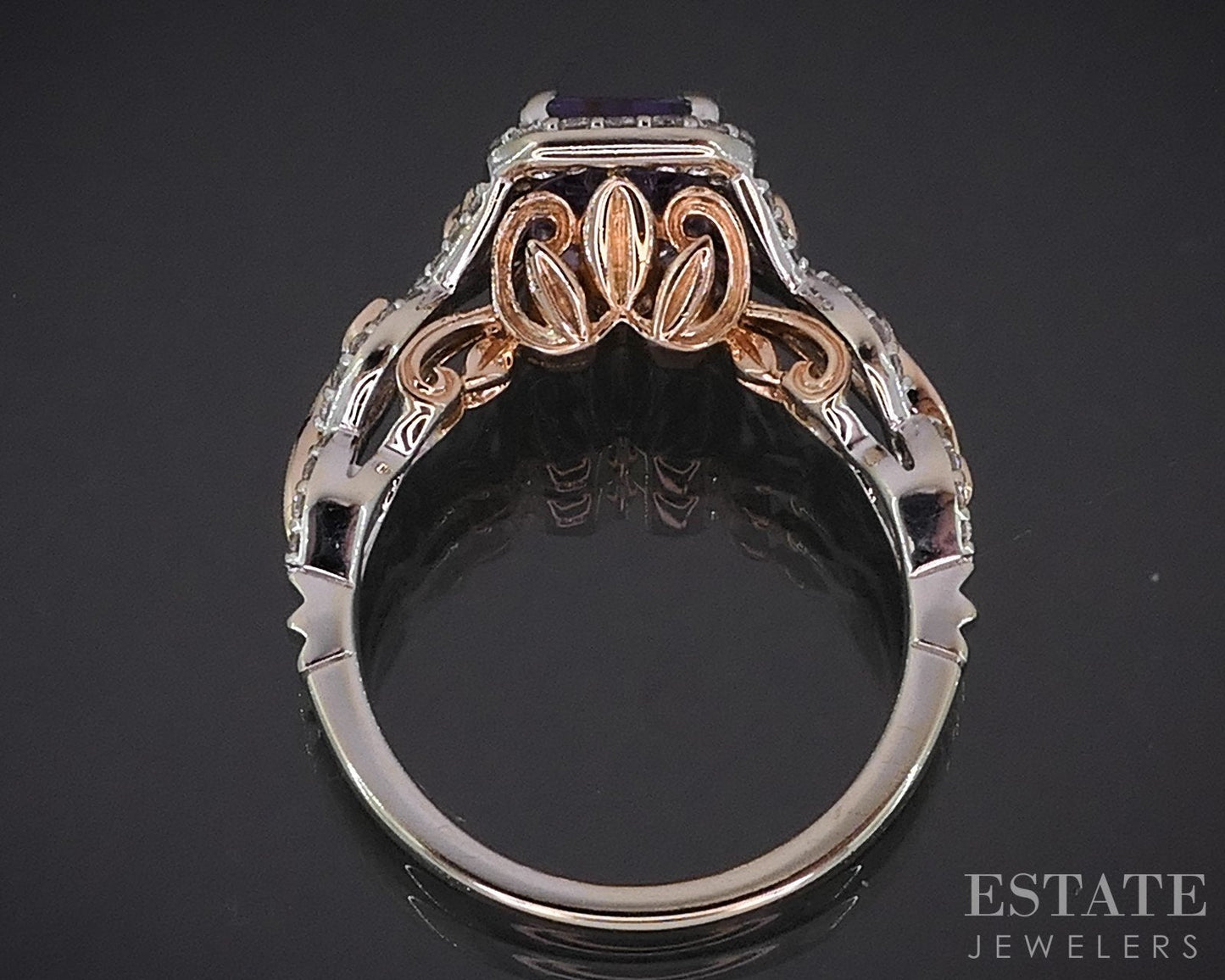 14k Two Tone Gold Disney Natural Amethyst & Diamond Rapunzel Ring 5.5g i19074