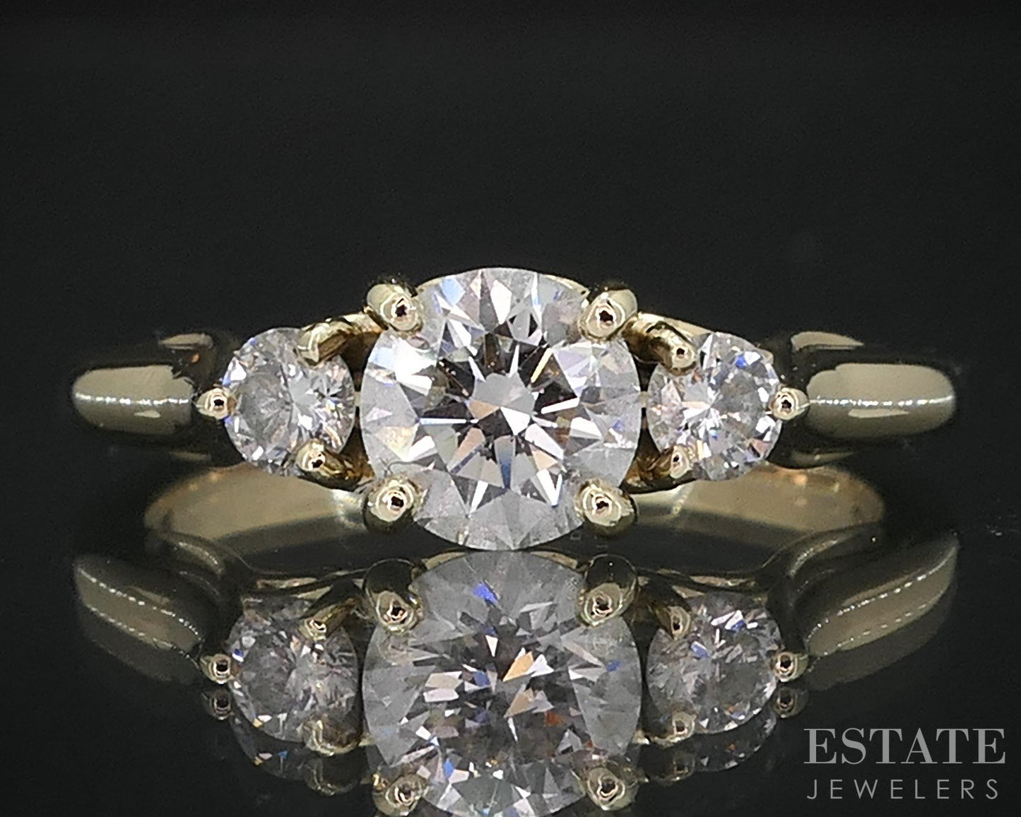 14k Yellow Gold Round Natural .60ctw Diamond Engagement Ring 2.5g i19104