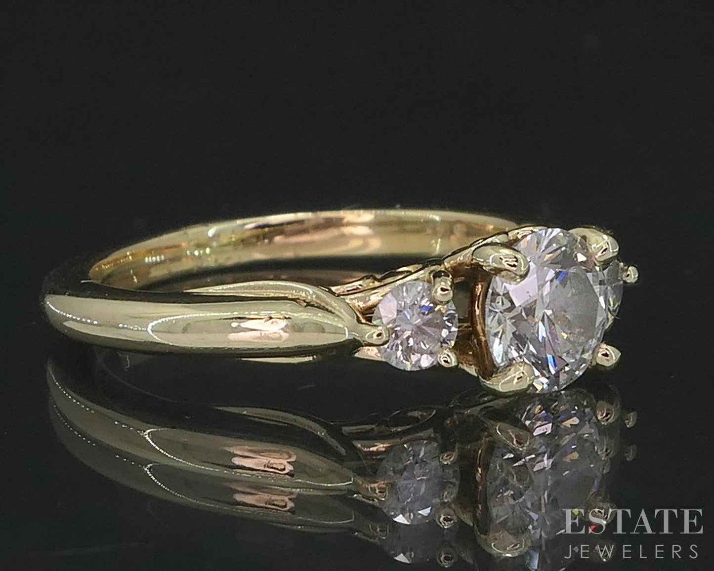 14k Yellow Gold Round Natural .60ctw Diamond Engagement Ring 2.5g i19104