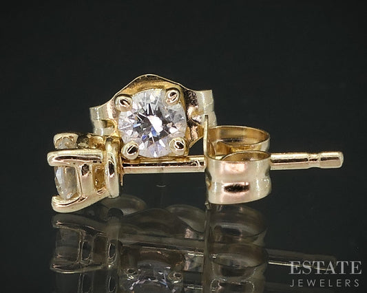 14k Yellow Gold Round Natural .16ctw Diamond Stud Earrings i19114