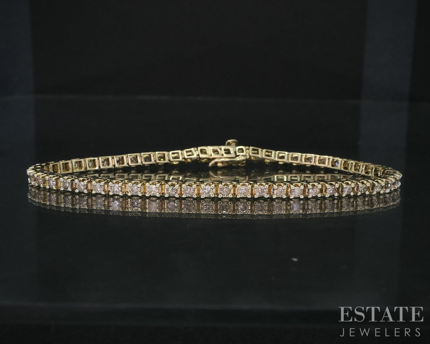 14k Yellow Gold Natural 1.35ctw Diamond Tennis Bracelet 9.1g 7.25"L i19105